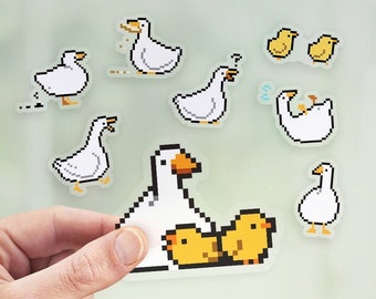 Pixel Ducks Clear Sticker