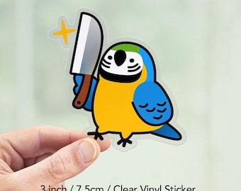 Stabby Blue & Gold Macaw Clear Sticker