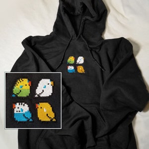 Pixel Parakeets Embroidered Sweatshirt / Hoodie