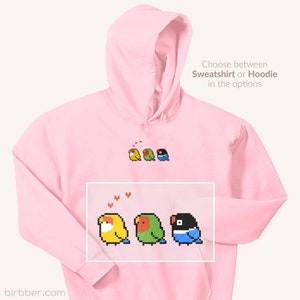 Pixel Lovebirds Embroidered Sweatshirt / Hoodie