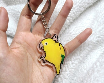 Dangling Golden Conure Keychain
