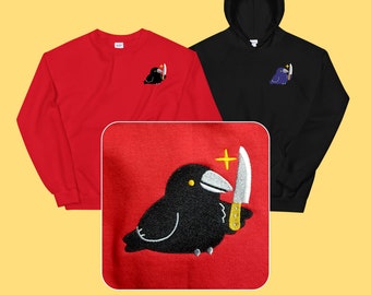 Stabby Crow Embroidered Sweatshirt / Hoodie