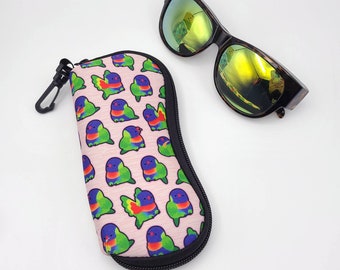 Rainbow Lorikeets Glasses Pouch / Zip Case for Sunglasses, Reading Glasses