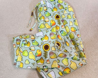 Sunny Birds Cotton Pajama Bottoms **non-standard sizing, please see size chart**