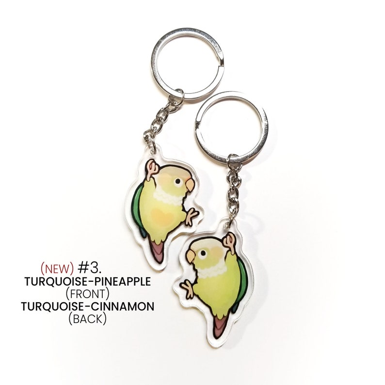 Dangling Green Cheek Conure Keychain Etsy