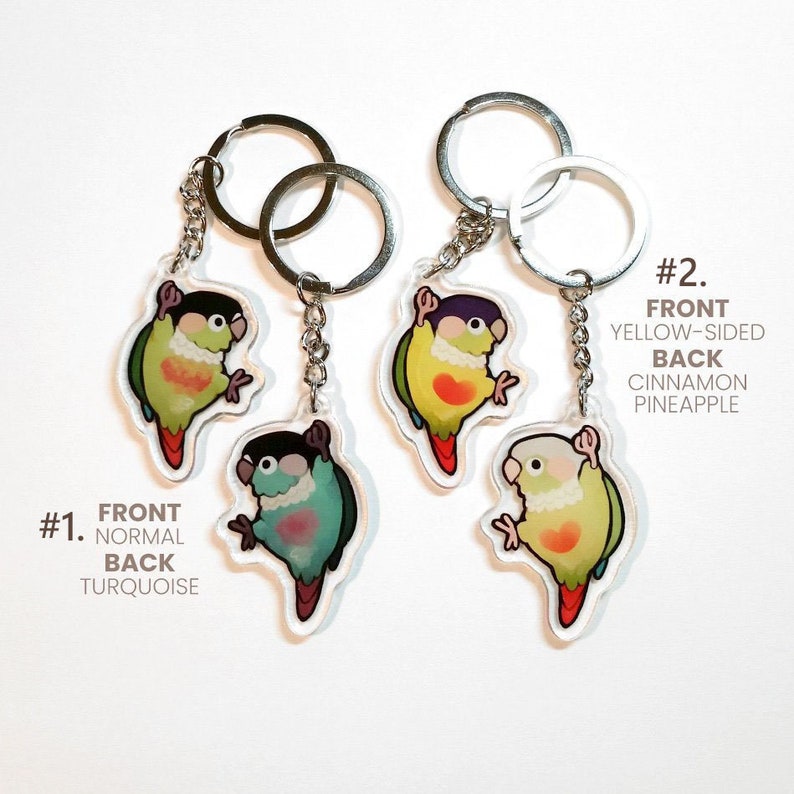 Dangling Green Cheek Conure Keychain - Etsy