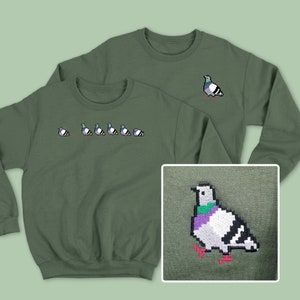 Pixel Pigeon Embroidered Sweatshirt / Hoodie