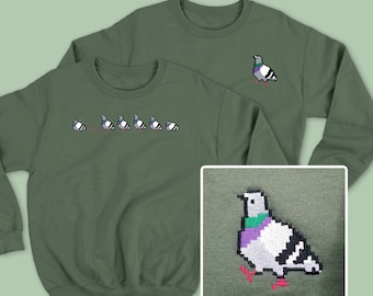 Pixel Pigeon Embroidered Sweatshirt / Hoodie