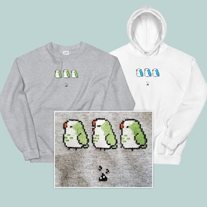 Pixel Quaker Parrots Embroidered Sweatshirt / Hoodie