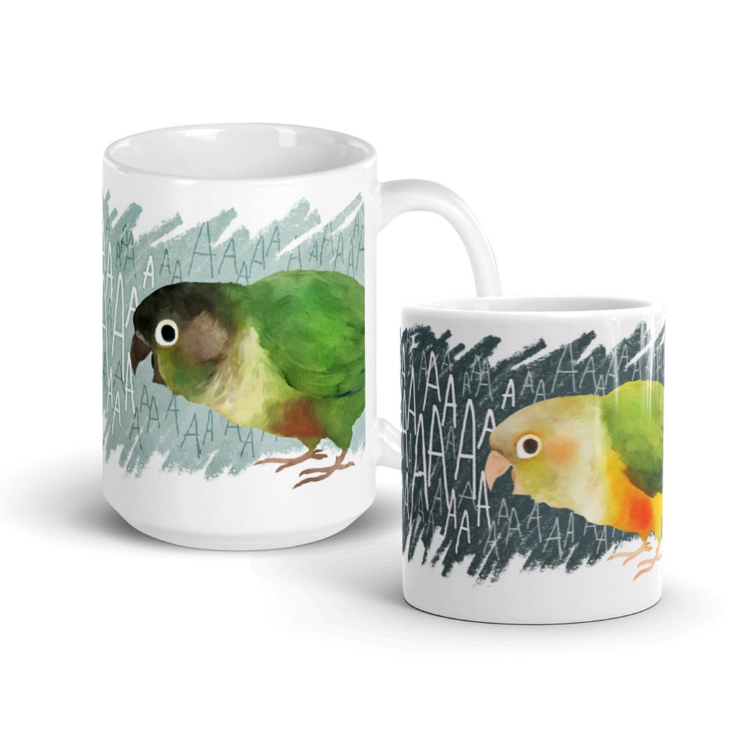 Screaming Green Cheek Conure Mug Etsy