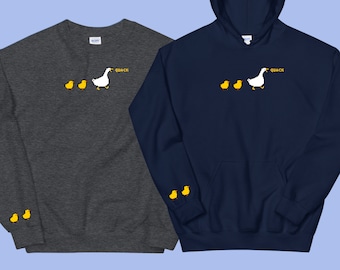 Pixel Ducks Embroidered Sweatshirt / Hoodie with Sleeve Ducklings