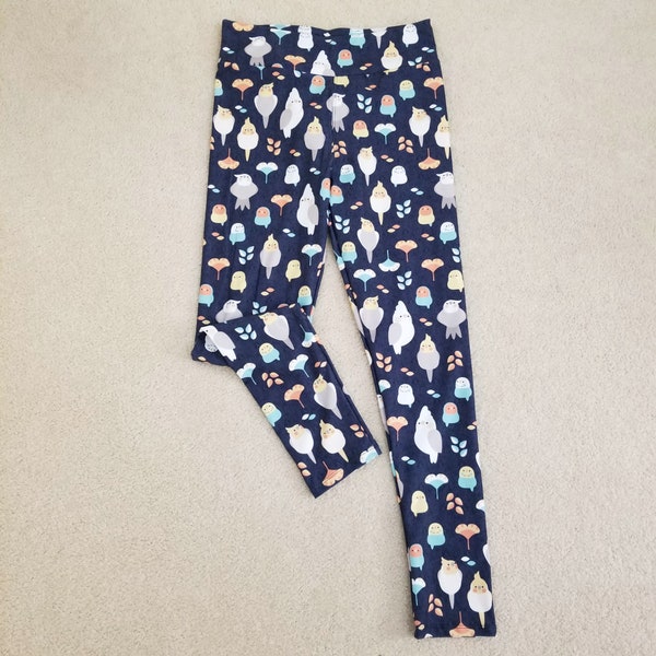 Leafy Birds Leggings (Navy Blue)