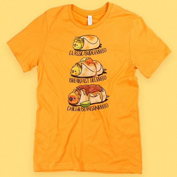 Birbrritos Budgie Cockatiel Sun Conure Burrito T-Shirt Birbrritos Budgie Cockatiel Sun Conure Burrito T-Shirt