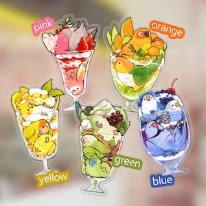 Bird Parfait Clear Stickers