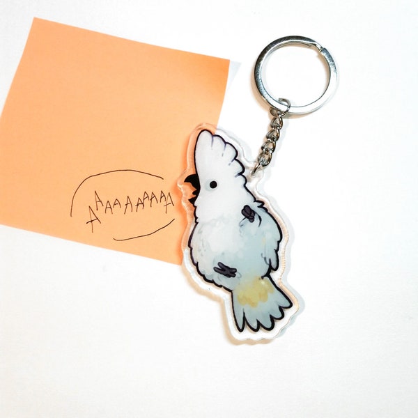 Dangling Umbrella Cockatoo Keychain