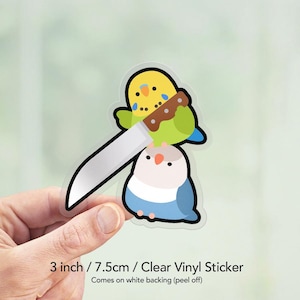 Stabby Parakeet Duo Clear Sticker
