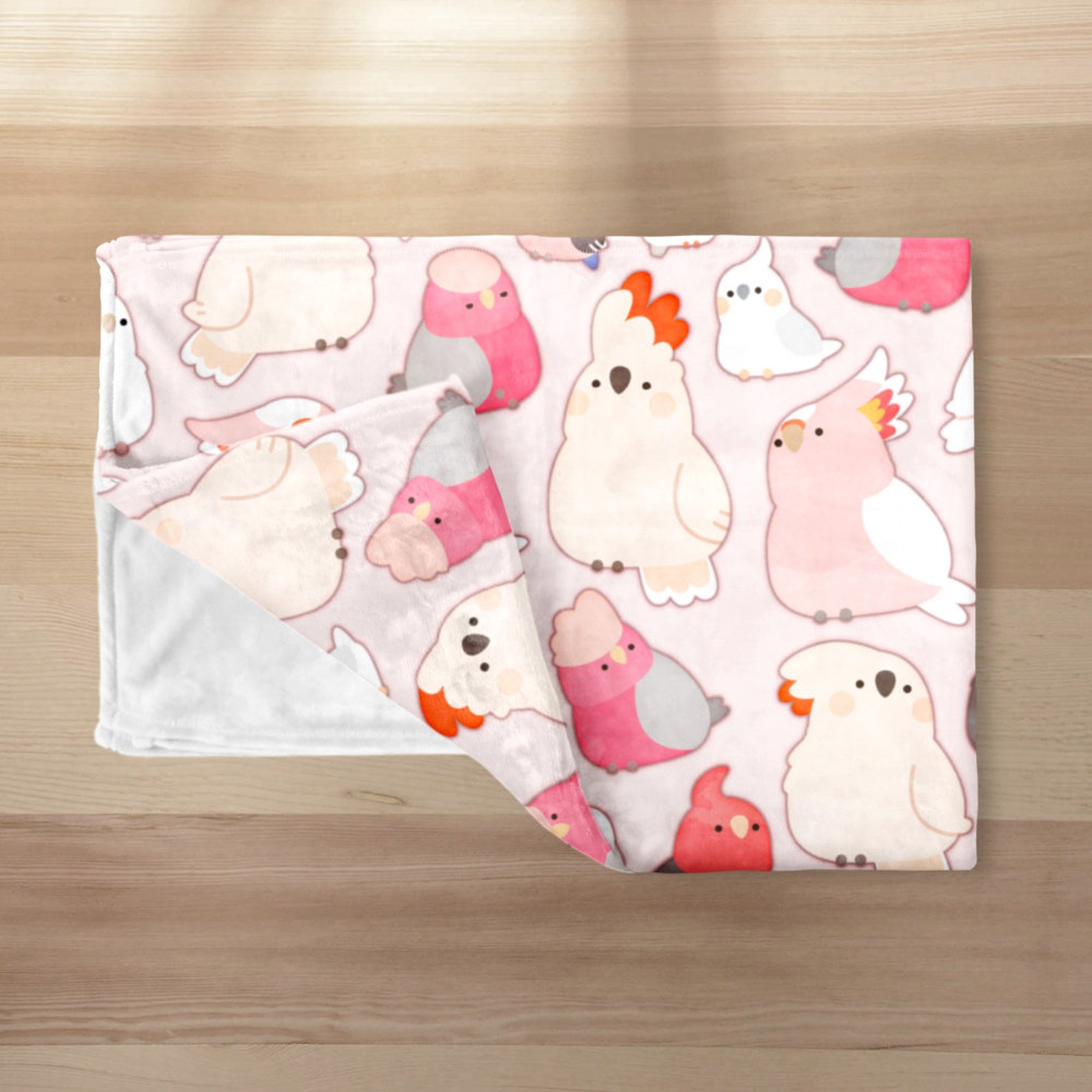 Pink Birds Throw Blanket Etsy