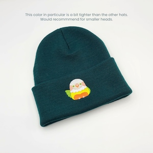 Waving Conure Embroidered Beanie **NOTE: this one is slightly tighter than the other hats. Sorry big-headed friends.**