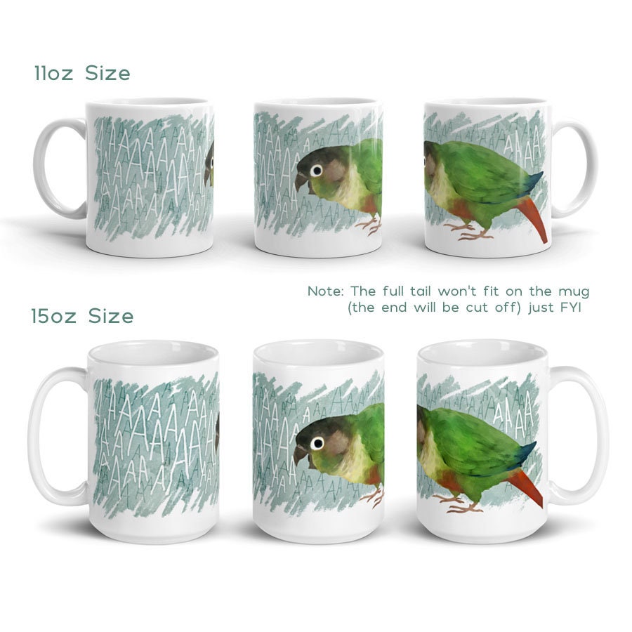 Screaming Green Cheek Conure Mug Etsy