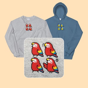 Pixel Macaws Embroidered Sweatshirt / Hoodie