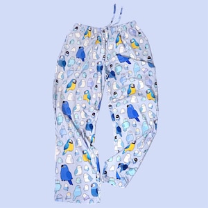 Blue Birds Cotton Pajama Bottoms **non-standard sizing, please see size chart**