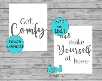 INSTANT DOWNLOAD - Get Comfy Printable - Air BnB Wall Art - Guestroom Sign - Guestroom Wall Art - Guest Bedroom Printable - Guestroom Decor