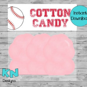 SOFORTIGER DOWNLOAD - Baseball Zuckerwatte Leckerli Tasche Topper - Zuckerwatte Leckerlibeutel Topper - druckbare digitale Datei