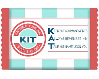 LDS Primary Baptism Kit Kat Candy Bar Wrappers (With & Without "Great to Be 8" Tagline) TEAL