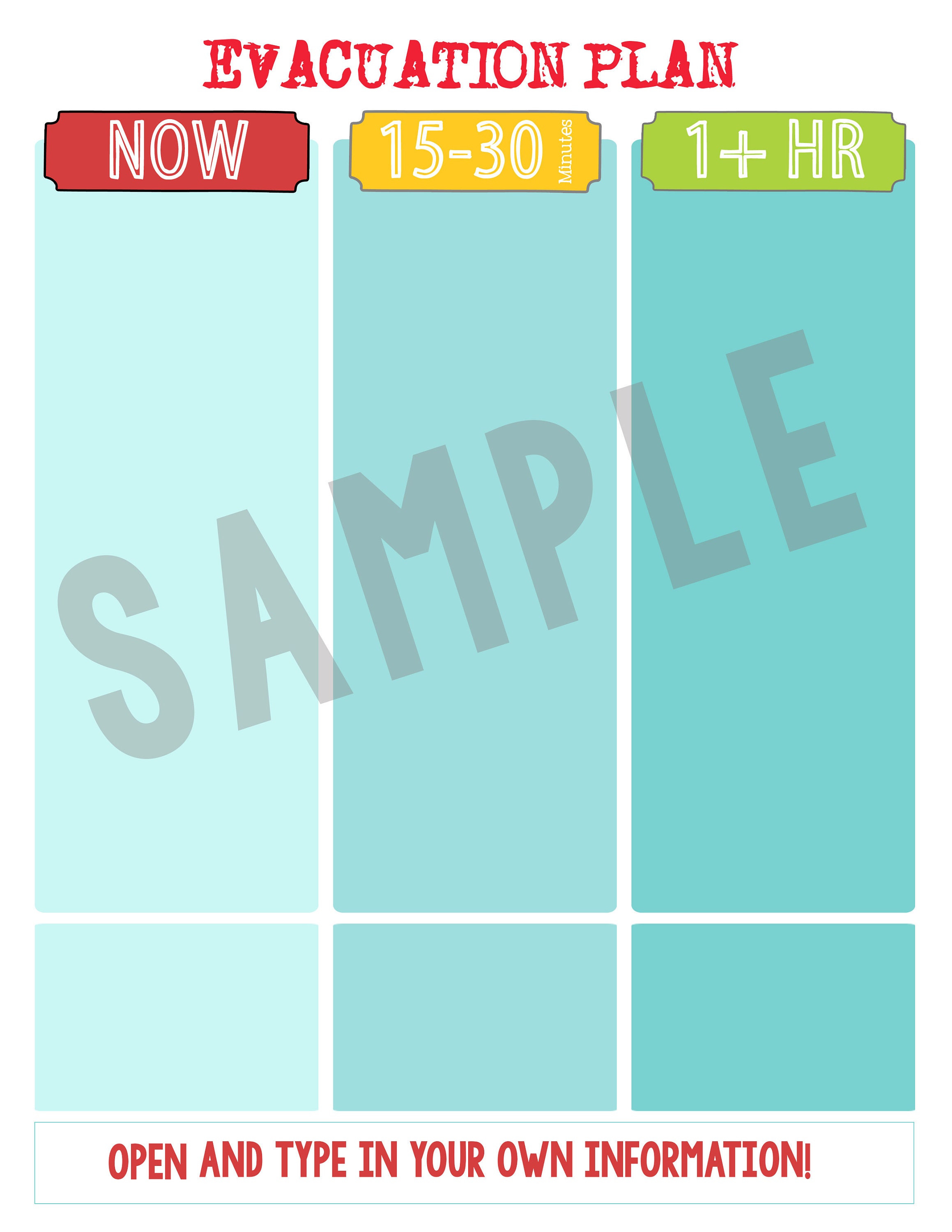Editable Evacuation Plan | Family Emergency Printable (digital Download ...