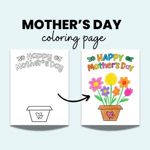 Mother's Day Flower Pot Coloring Page | Printable Kids Activity (Digital Download)