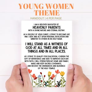 Young Women Theme Printable – 4 Per Page | 2025 LDS YW Theme | Mutual Handout | New Year Kick Off