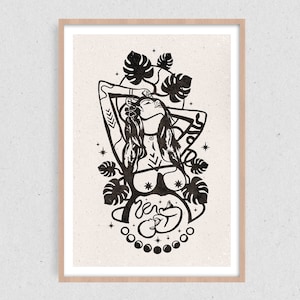 Wilde Schwangerschaft Wanddruck: Mystisch, Illustration, Celestial, Libelle Illustration, Göttin Druck, Kunst Poster