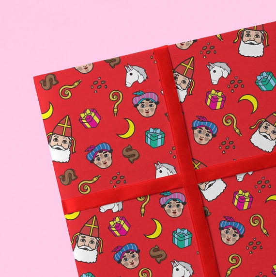 kust compressie het spoor Sinterklaas Wrapping Paper Sinterklaas Giftwrap Sint & Piet - Etsy