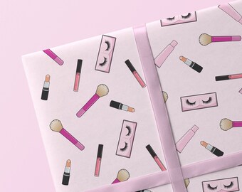 Make Up Wrapping Paper - giftwrap - make up - girl - slay - wrapping paper - birthday giftwrap - pink - cute