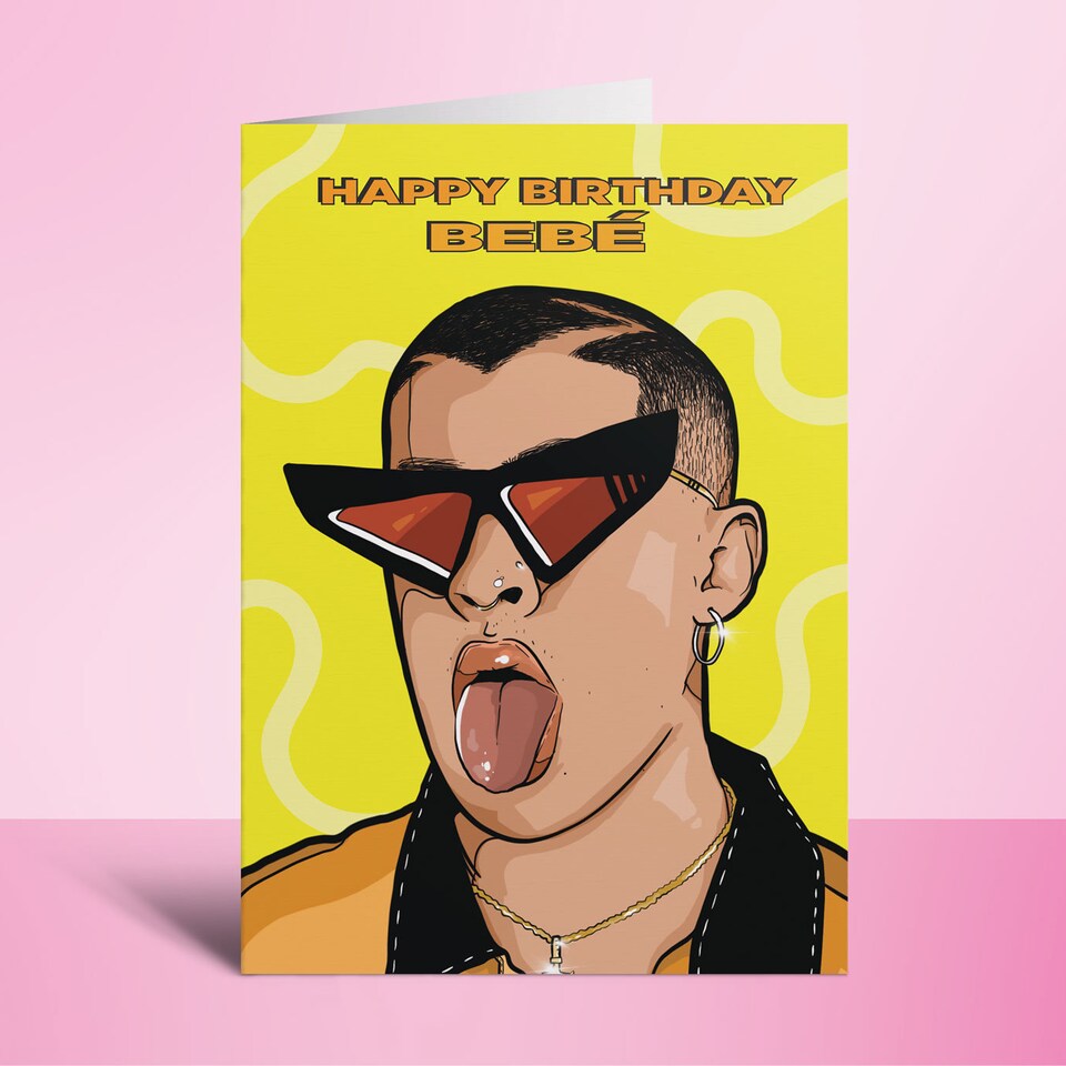Bad Bunny Card, Bad Bunny Birthday Poster sold by Mina_Goodly | SKU