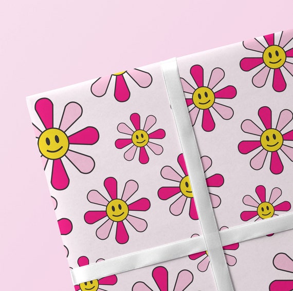 Pink Flower Wrapping Paper Flower Giftwrap Pink Flowers Birthday