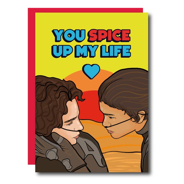 Paul Atreides - Chani - Love - Spice - Dune - Dune film - Comme écrit - Carte d’anniversaire - Funny Card - Carte inspirée du film