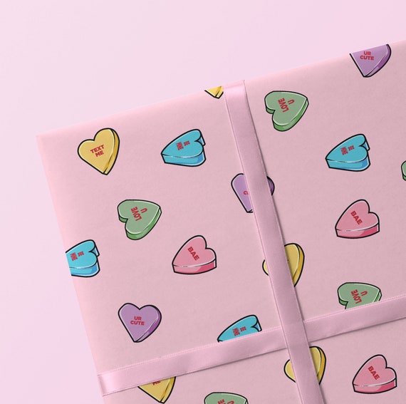 Candy Hearts Valentines Wrapping Paper
