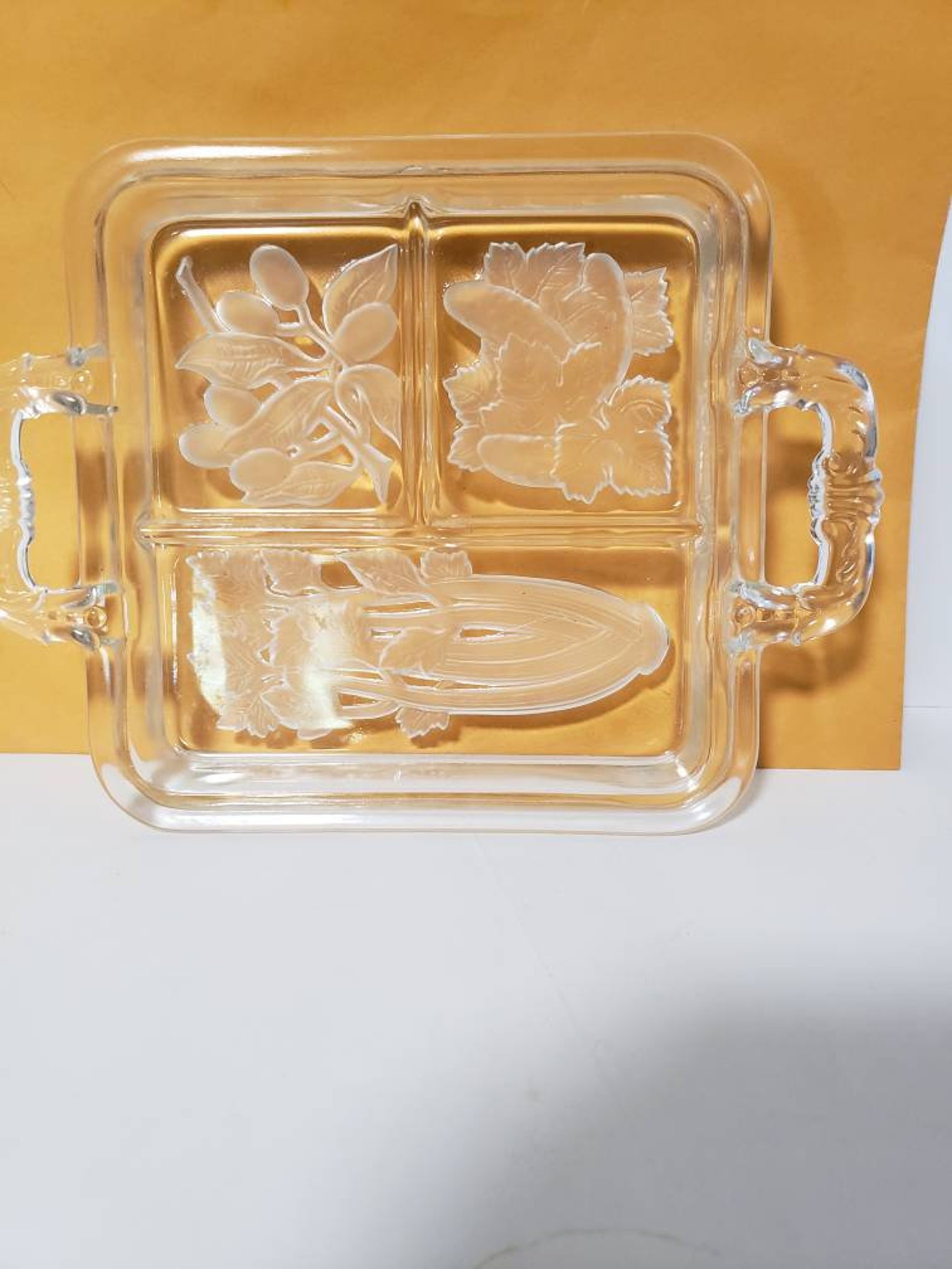 Etched Glass Vegetable Tray Etsy