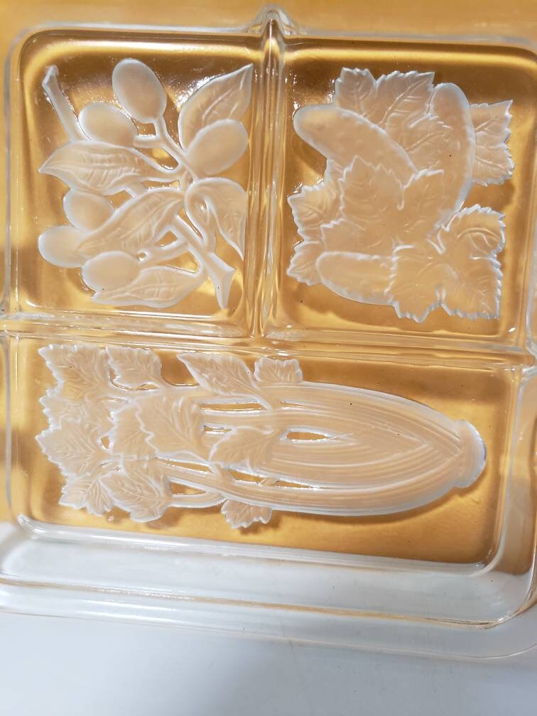 Etched Glass Vegetable Tray Etsy