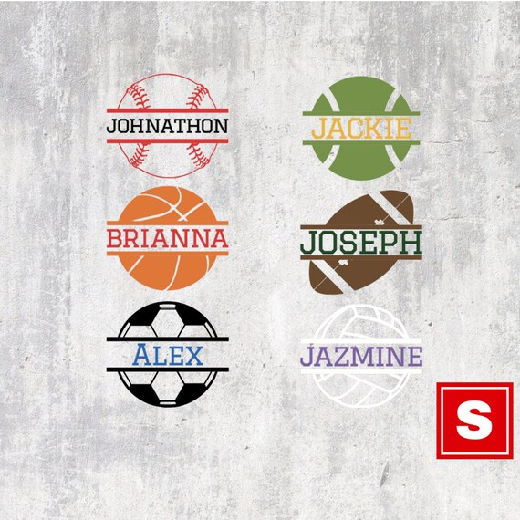 Sports Name Sports Balls Name Decal Sports Etsy