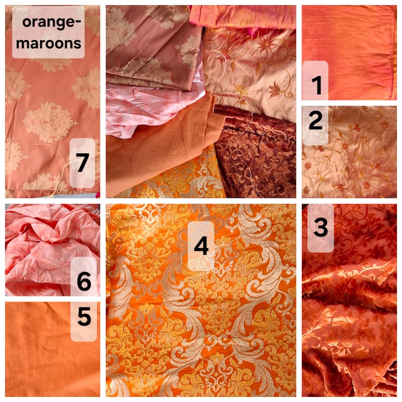 18th century stays, corset: Silk, cotton, linen and mixed fabrics orange-maroons