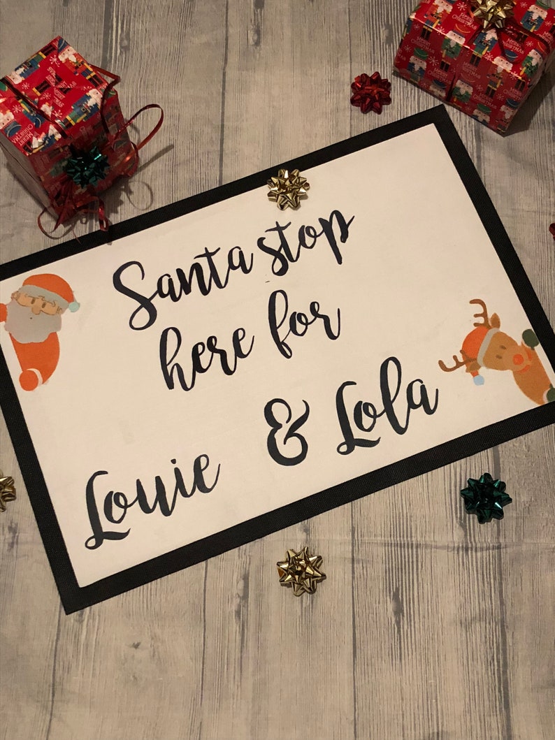 Customised Christmas Doormat Personalised Santa Stop Here Christmas Eve Christmas Decoration Rudolph Santa Father Christmas