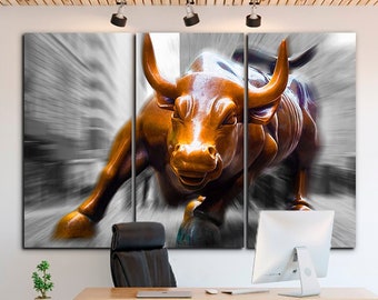 Impresión en lienzo de un toro de Wall Street: decoración artística motivacional de Nueva York
