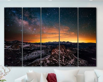 Milky Way canvas Space decor Space wall art Night sky art Galaxy canvas Galaxy print Kids poster Kids room decor Milky Way print Moon print