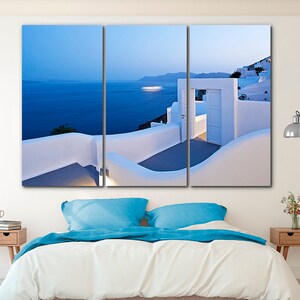 Santorini Santorini Leinwand Santorini Wandkunst Straßenkarte Druck Europa Kunst Dekor Griechische Leinwand Stadt Leinwand Kunst Italien Druck Travel Poster Thira City Deco