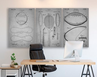 Set of 3 Sports Patent print on canvas Sports Art Patent Prints Large Wall Art Sports Gift Baseball Football Sport Inventions patent print