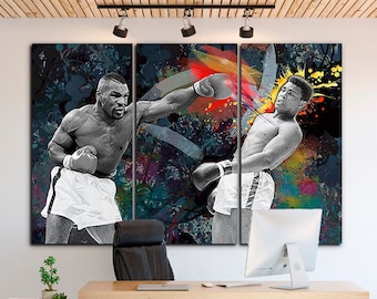 Tyson vs Ali canvas Mike Tyson art Muhammad Ali Sport print Motivational wall art  Playroom canvas Gym print Fitness studio poster Crossfit