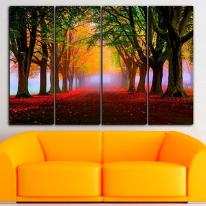 Lienzo de bosque brumoso Lienzo de naturaleza Arte de pared forestal Impresión de bosque Impresión de paisaje Cartel de bosque Decoración de la naturaleza Arte de árbol Lienzo de paisaje