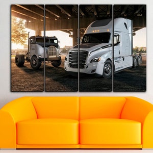 Freightliner canvas Truck decor Muscle car wall art Truck car art Engine canvas Trucker Gift canvas Freightliner poster Garage canvas